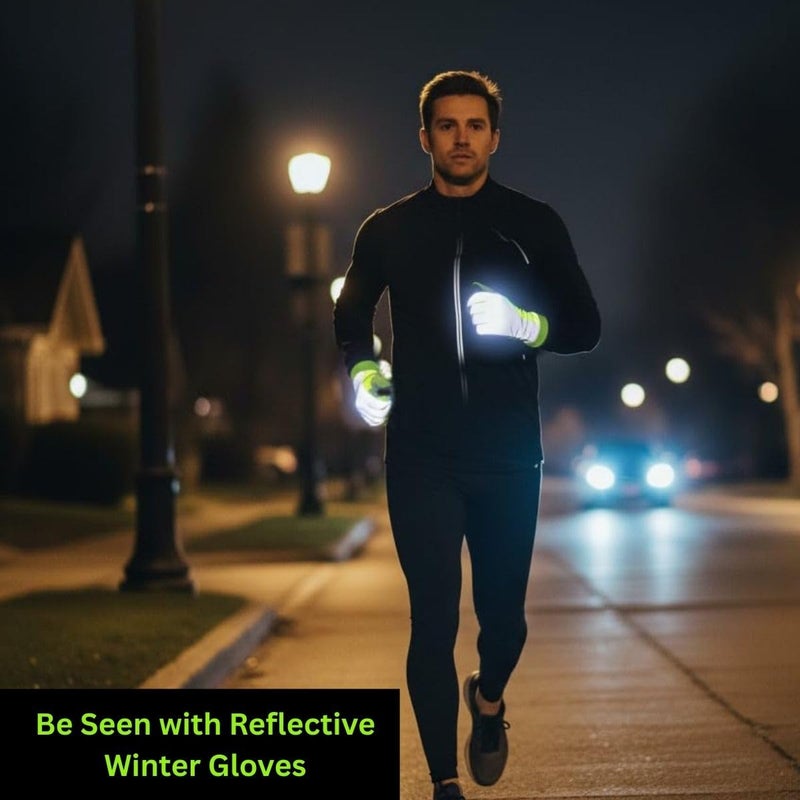 ReflecToes Reflective Winter Running Gloves - Touch Screen Compatible Warm Gloves -Thermal Fleece - Cold Weather Hi Vis Safety for Night Runs - Image 5